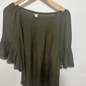 Cato Olive Green Off-Shoulder Blouse